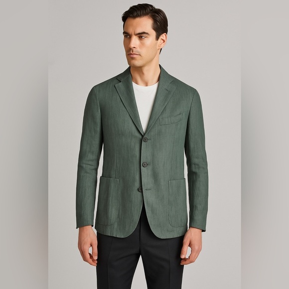Boglioli Milano Green Linen Cotton Blend Blazer Italy Unstructured men’s large